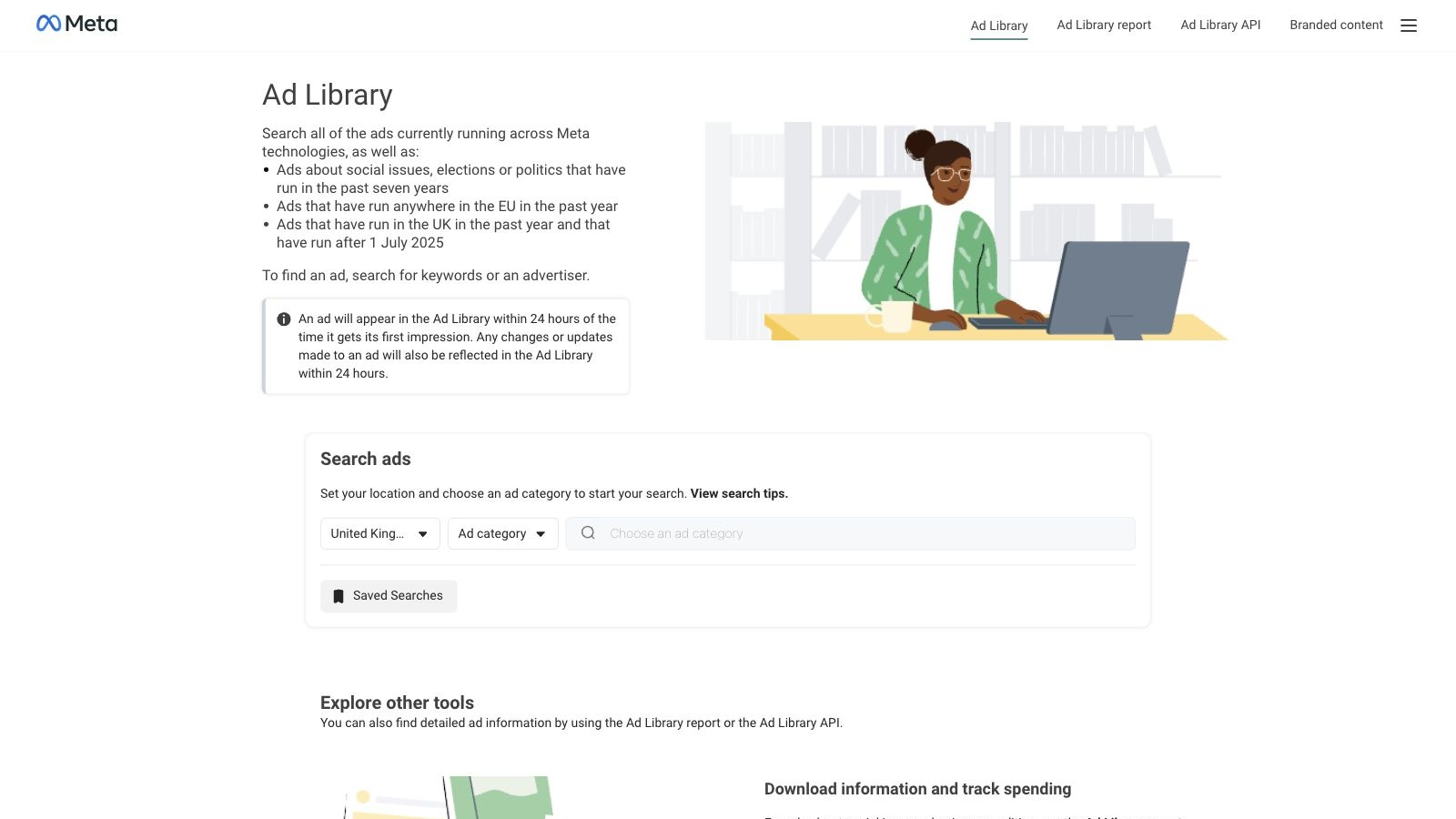 The Meta Ad Library website