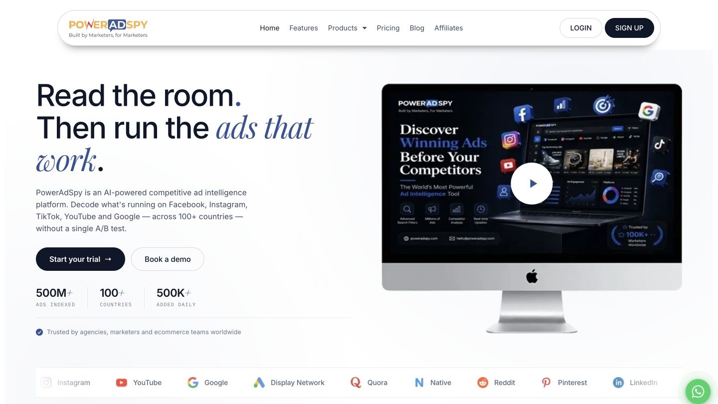 The PowerAdSpy website