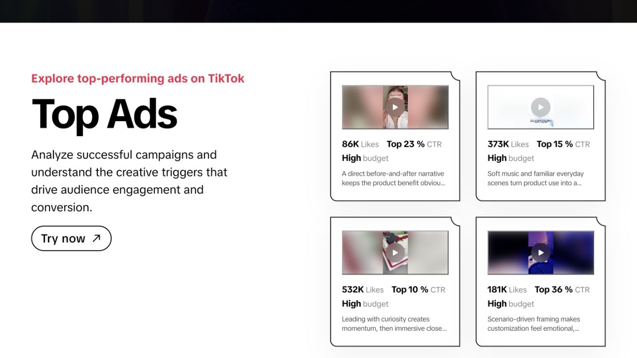 The TikTok Creative Center website