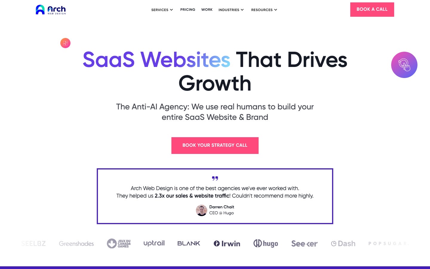 The Arch Web Design homepage
