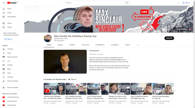 My Youtube channel