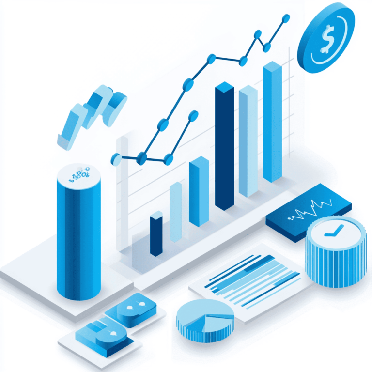 Blue white graph that shows performance goi
