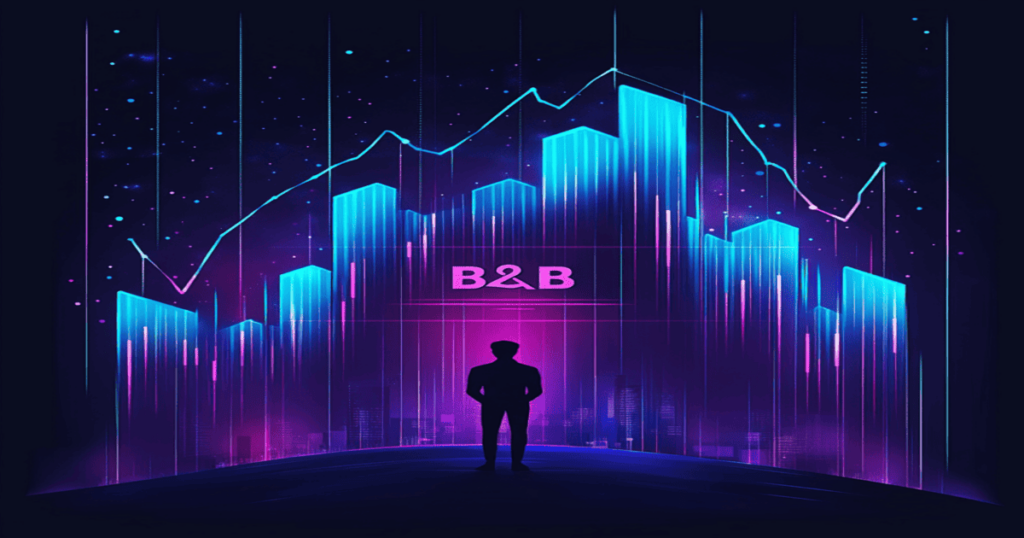 Blue purple graph that shows marketing perf