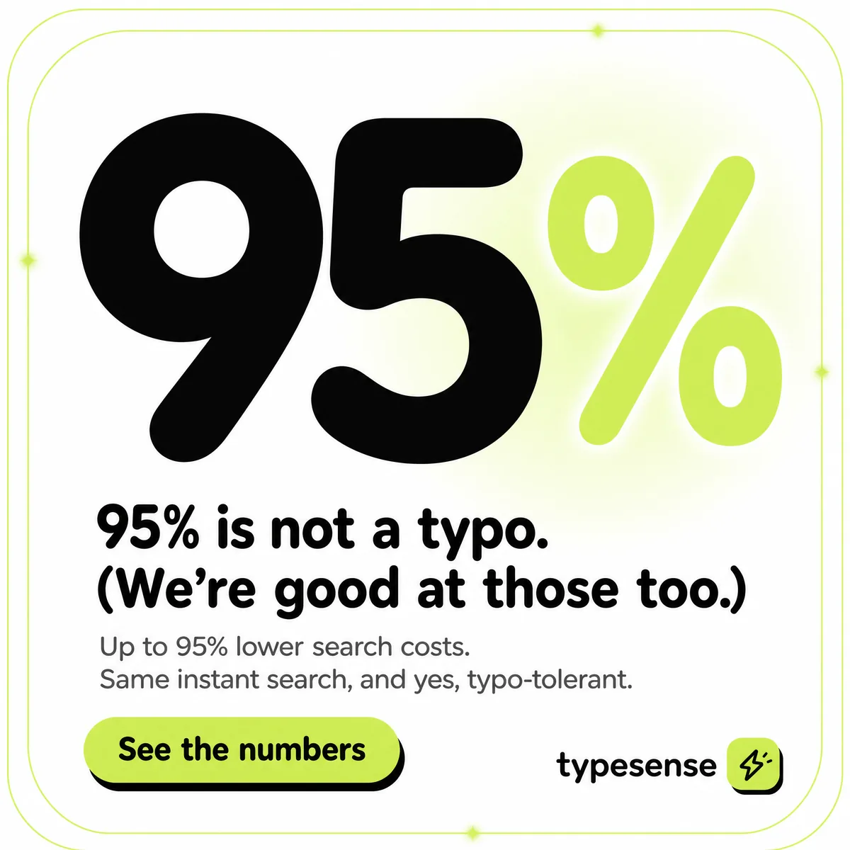 Typesense: 95% is not a typo, static ad