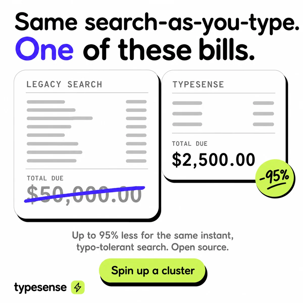 Typesense: Two invoices, static ad
